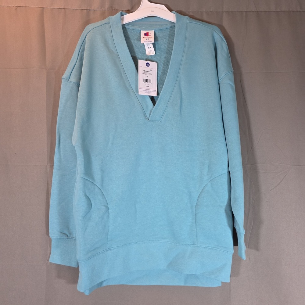 Champion Gameday Deep V Tunic Women's Size XS Side Pockets Milky Way‎ Blue New